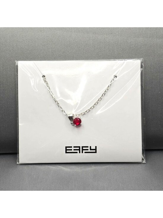 Effy Jewelry - EFFY Synthetic Red Ruby Necklace 18" Silver Tone Rolo Chain Designer Jewelry